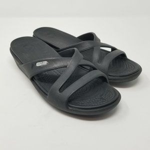 Crocs slip on sandals black sz 8